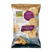 RICE CHIPS with GORGONZOLA & CARAMELIZED PEAR